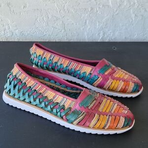 Huarache Leather Sandals Women’s US 8 Colorful Handmade Flats Shoes